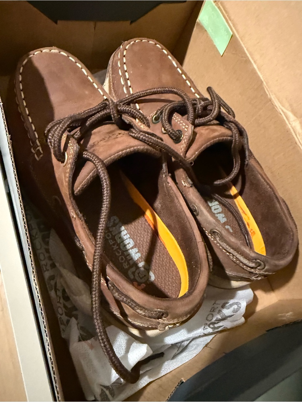 Rockport Steel Toe Brown Leather Lace-Up Boat Shoes